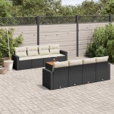 Cumpara ieftin Set mobilier de grădină cu perne, 9 piese, negru, poliratan