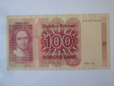 Norvegia 100 Kroner 1987 foto