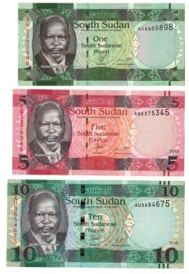SV * Sudanul de Sud / South Sudan LOT 1 - 5 - 10 POUNDS 2011 * Fauna * AUNC+ / UNC foto