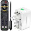 Set Invertor de Tensiune Auto si Adaptor Universal Priza, Linomag&reg;, Dc/Ac 12v/220v, Adaptor priza EU/UK/SUA/JP/CH/AUS/TH, Alb/Negru