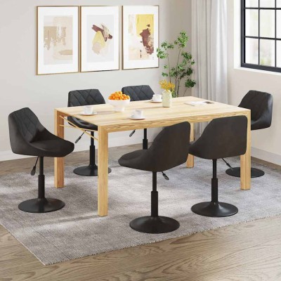 vidaXL Scaune de sufragerie pivotante 6 buc, negru, catifea 3088799 foto