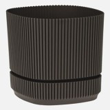 Ghiveci din Plastic Maro cu Farfurie Incorporată și Striatii Verticale, CMCLASS