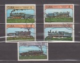 A12 S3 6 - Timbre foarte vechi - Cuba - locomotive cu aburi, Transporturi, Stampilat