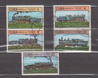A12 S3 6 - Timbre foarte vechi - Cuba - locomotive cu aburi foto