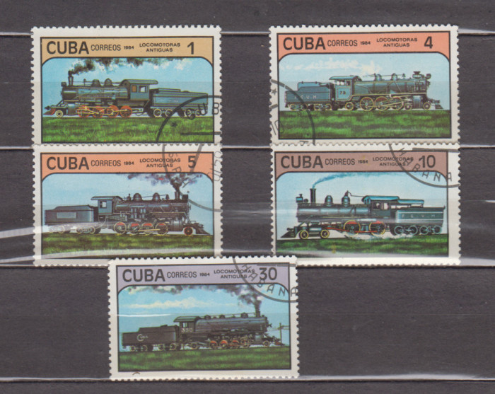 M2 TS2 6 - Timbre foarte vechi - Cuba - locomotive cu aburi