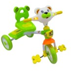 Tricicleta cu pedale si scaunel cu spatar Ursulet, verde