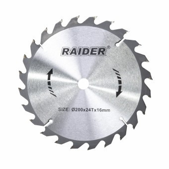 Disc pentru fierastrau circular, Raider 163130, pentru taiat lemn, 200х16 mm, 24T foto
