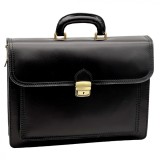 Servieta Barbati din piele naturala, 39x29x11 cm, Ideala pentru documente, dosare acte, Negru