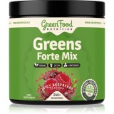 GreenFood Nutrition Greens Forte Mix pulbere pentru detoxificarea organismului și sprijinirea imunității aroma Juicy Raspberry 240 g