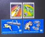 Rwanda și Mongolia 1971 Cucerirea Spațiului Sateliți Soiuz-5 și Explorer-6 Fauna Cursă Spațială Lot 4 Valori Ștampilate - OREF1