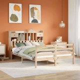 Cumpara ieftin Pat cu bibliotecă fără saltea, 140x190 cm, lemn masiv de pin