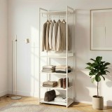 Suport pentru haine cu 5 rafturi, gri, 200x61x40 cm, en.casa