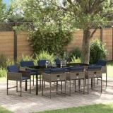Cumpara ieftin Set de masă pentru grădină cu pernă 9 pcs Gri Rattan poli