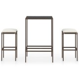 Cumpara ieftin Set mobilier bar de gradina, cu perne, 3 piese, maro, poliratan