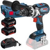 Bosch GSB 18V-110 C + GBA + GAL 1880 CV - Masina de gaurit si insurubat cu percutie 110 Nm valiza speciala + Set 2 acumulatori si incarcator Li-Ion 18