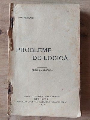 Probleme de logica- Ioan Petrovici 1923 foto