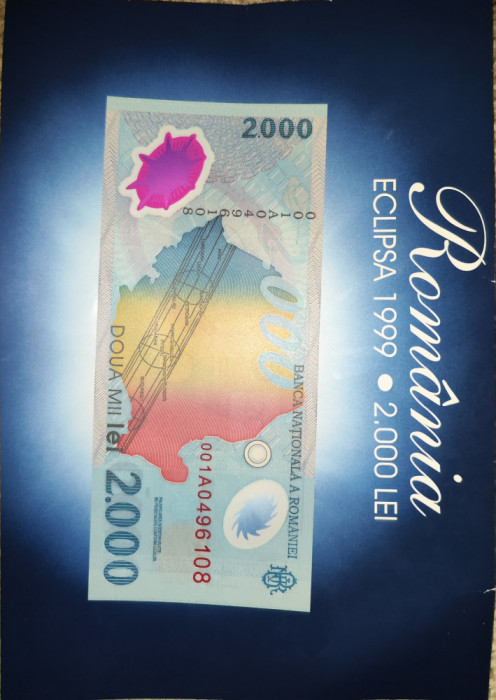 Bancnotă 2000 lei din 1999 /NOUĂ/ Seria 001A