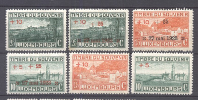 Luxembourg 1921-23 WWI Monuments Overprint Mi.137-9 144-6 MLH S.729 foto