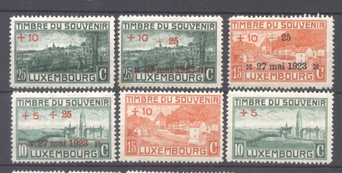 Luxembourg 1921-23 WWI Monuments Overprint Mi.137-9 144-6 MLH S.729
