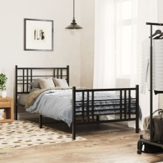 vidaXL Cadru pat metalic cu tăblii de cap/picioare, negru, 100x190 cm 376336