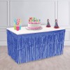 Fustă Decorativă Masă, Model Franjuri, Culoare Albastru, Dimensiuni 274x74cm, Material PET, Oem