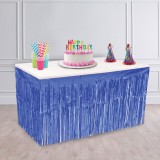 Fustă Decorativă Masă, Model Franjuri, Culoare Albastru, Dimensiuni 274x74cm, Material PET