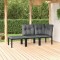 vidaXL Set mobilier de grădină cu perne, 3 piese, negru/gri, poliratan 3187740