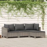 VidaXL Set mobilier de grădină cu perne, 4 piese, gri, poliratan