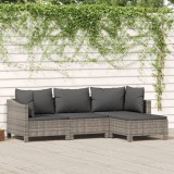 Set mobilier de gradina cu perne, 4 piese, gri, poliratan GartenMobel Dekor, vidaXL