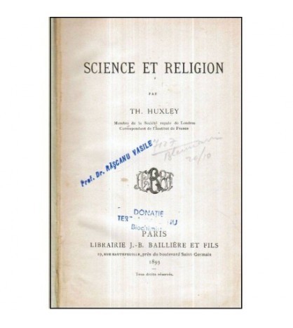 Th. Huxley - Science et Religion - 122016