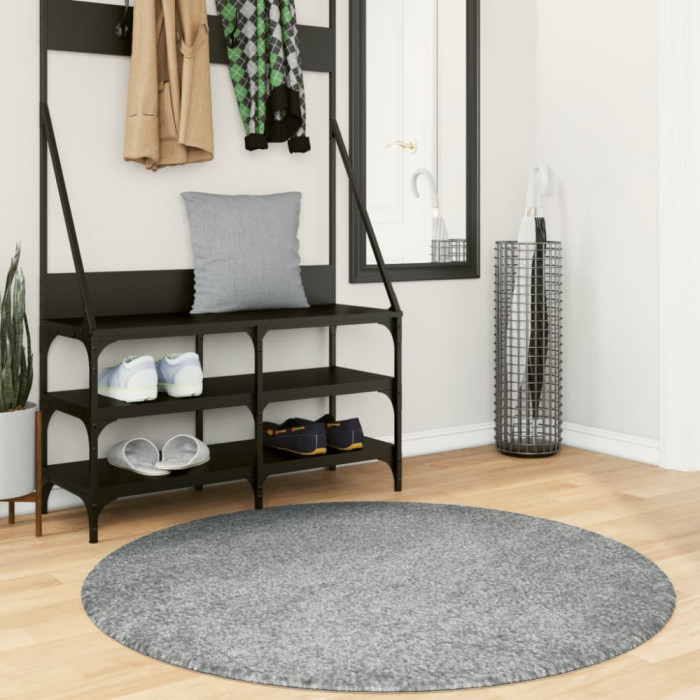 Covor pufos &quot;PAMPLONA&quot; cu fire &icirc;nalte, verde modern, &Oslash; 120 cm