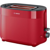 Prajitor de paine Bosch MyMoment TAT2M124, 950 W, 2 felii, Functie incalzire, reincalzire, dezghetare, Suport chifle, High Lift, Rosu
