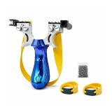 Cumpara ieftin Set praștie profesională PVC cu laser si 100 bile metalice 9 mm, DEPOX&reg;, pentru v&acirc;nătoare și tir outdoor, albastru, 11.5 cm