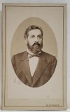 FOTOGRAF M. SCHWARZ , BUCURESTI , NICOLAE VOINOV (1834- 1899 ) , FOST MINISTRU , PORTRET , FOTOGRAFIE C.D.V. , SFARSITUL SEC. XIX