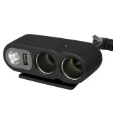 Priza auto dubla Carpoint cu 2 iesiri de bricheta 2 x 12 V max. 5A si 1 pentru USB 5V 1A si lumina