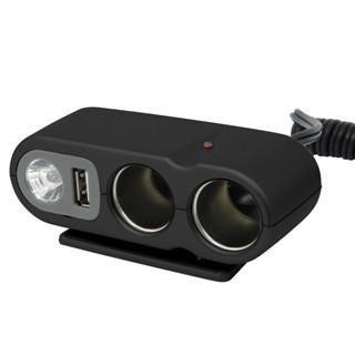 Priza auto dubla Carpoint cu 2 iesiri de bricheta 2 x 12 V max. 5A si 1 pentru USB 5V 1A si lumina AutoDrive ProParts foto