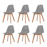 Cumpara ieftin Scaune de bucătărie, 6 buc., gri, plastic