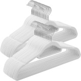SONGMICS Set de 50 de umerase pentru haine, anti-alunecare cu catifea, bara de cravata si carlig pivotant, 43,5 cm, alb Household NewTrend