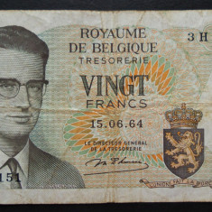 Bancnota 20 FRANCI - BELGIA, anul 1964 * cod 776 A