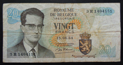 Bancnota 20 FRANCI - BELGIA, anul 1964 * cod 776 A foto