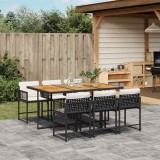 vidaXL Set mobilier de grădină cu perne, 7 piese, negru, poliratan 3211455