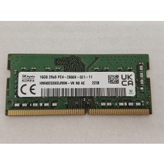Memorie ram Laptop SK Hynix 16GB, DDR4, 2Rx8, PC4-2666V, 2666Mhz, HMA82GS6DJR8N-VK, PC4-21300, CL19, Non-ECC, sodimm, 260 pini