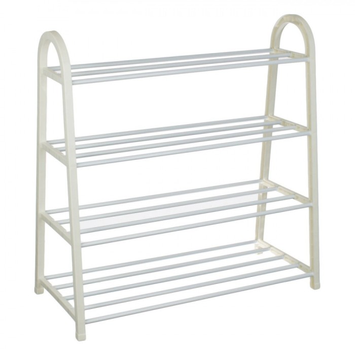 Suport pantofi, Dimbo, Metal, 4 nivele, 61x28x64cm, Alb