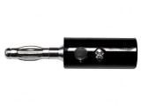 Mufă banană neagră 4mm 15A 1kVAC 43mm nichelat
