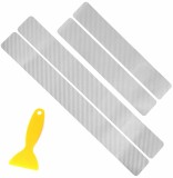 Set 4 protectii pentru praguri auto, polie PVC, argintiu carbon, Oem