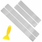 Set 4 protectii pentru praguri auto, polie PVC, argintiu carbon
