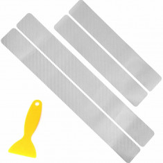 Set 4 protectii pentru praguri auto, polie PVC, argintiu carbon