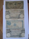 Romania lot 4 bancnote taiate din 1945-1946-1947:1000000+2x100000 Lei+5000 Lei,vedeti imaginile