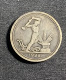 Moneda Argint Rusia 50 Copeici 1926, Argint 0.900, 26.67mm - Numismatica