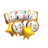 Aranjament decorativ, 5 baloane folie metalizata, inscriptie Happy Birthday, Oem